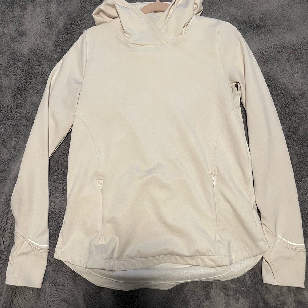 Athleta Boot Camp Sweatshirt *White Criss Cross Back Active Pullover Top Size L
